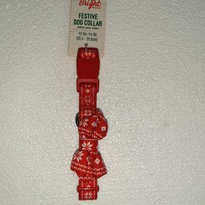 Merry & Bright Collection Festive Dog Collar Red - Snow Flake w/ Bow